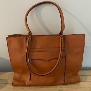 Rebecca Minkoff large leather tan shoulder work tote bag/purse